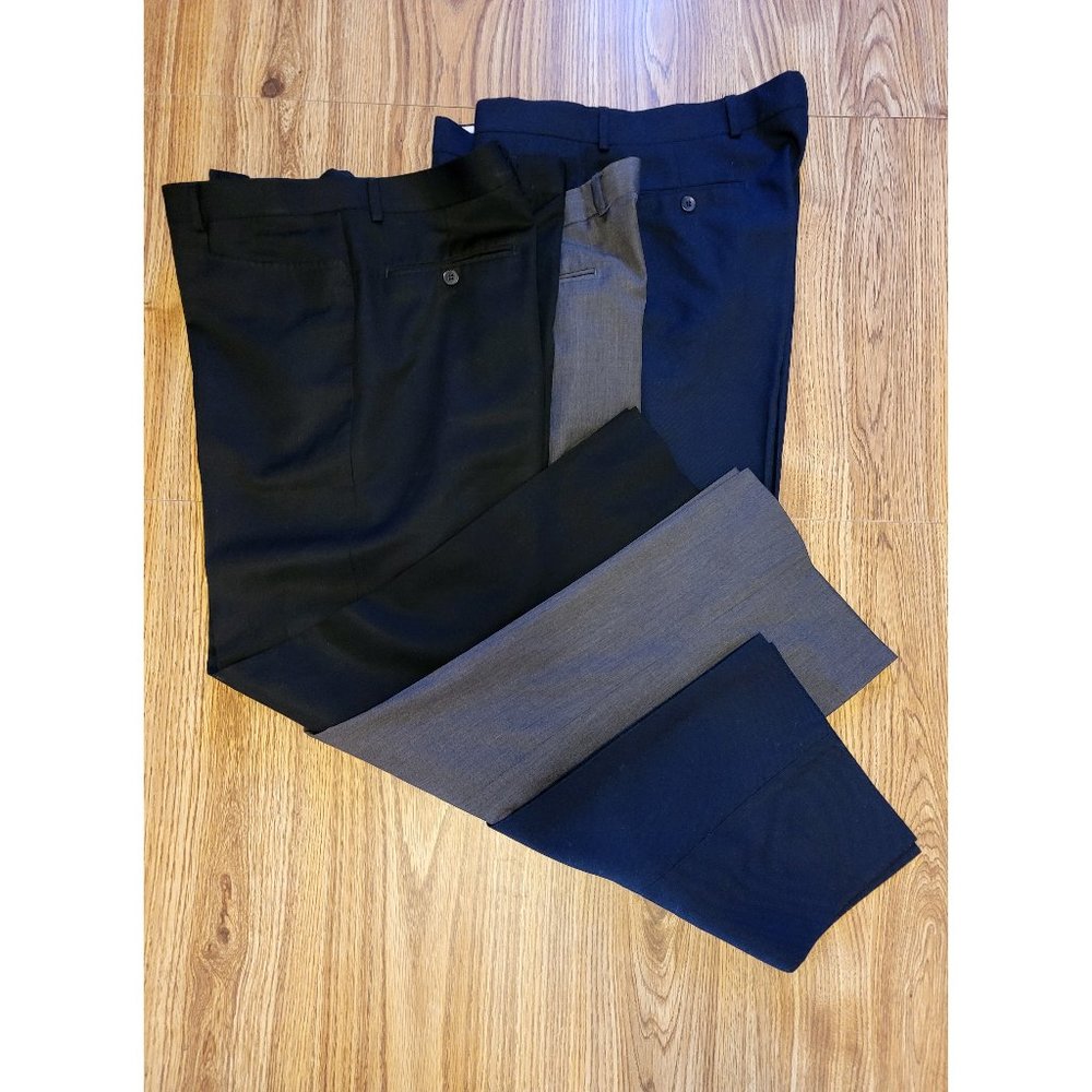 Lot of 3pcs Vintage Gino Castel Men's Imported Italian Wool Dress Pants Slacks